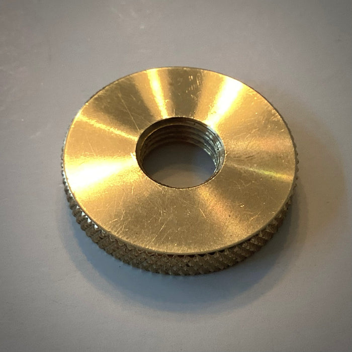 1 1/2 Inch Diameter Knurled Brass Lock Nut 1/4 ips - Vintporium Architectural Salvage