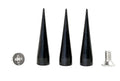 One-inch black screw-back cone spikes for punk leathercraft