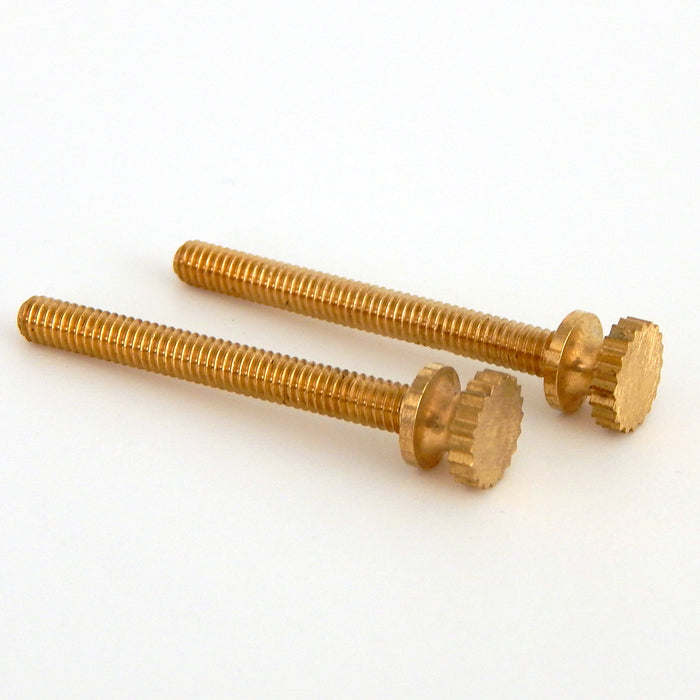 8/32 Lot of 2 Unfinished Brass Thumb Screw 1 1/2 Inch Long - Vintporium Architectural Salvage