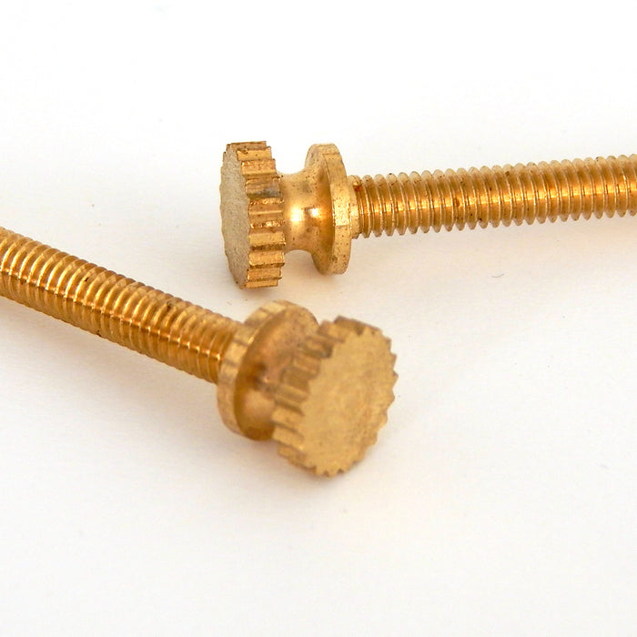 8/32 Lot of 2 Unfinished Brass Thumb Screw 1 1/2 Inch Long - Vintporium Architectural Salvage