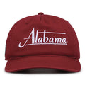 Alabama Crimson Tide Original Heritage Bar Snapback in cardinal, front view of embroidered school script and bar design