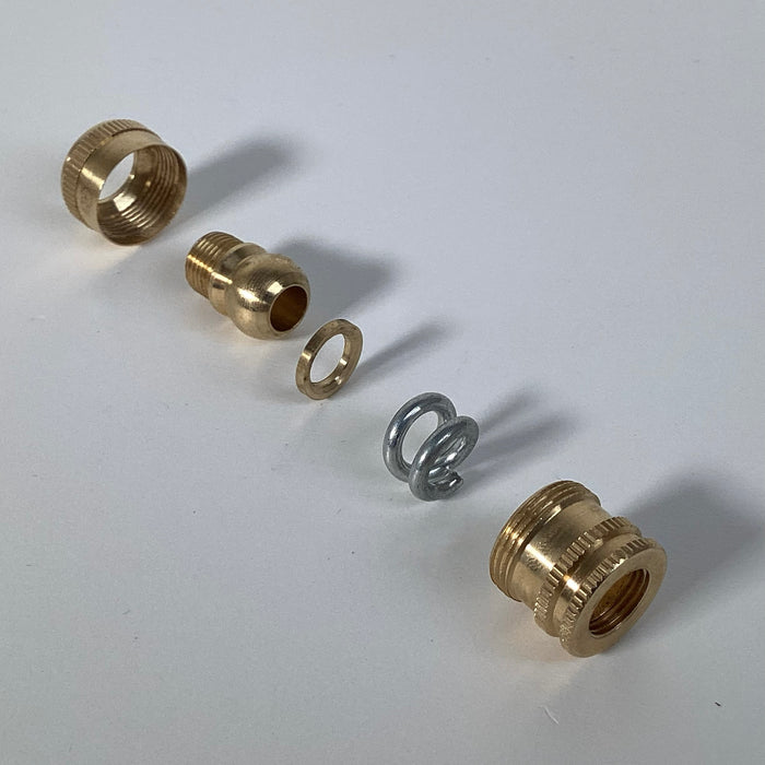 Unfinished Knurled Brass Lamp Swivel Assembly 1/8ip M x 1/8ip F - Vintporium Architectural Salvage