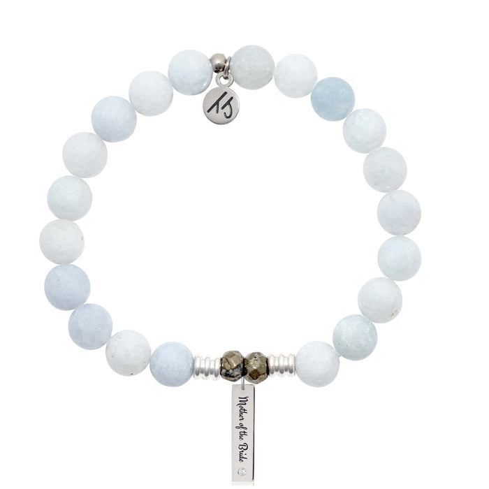 Bridal Collection: Celestine Stone Bracelet with Mother of the Bride Sterling Silver Charm Bar