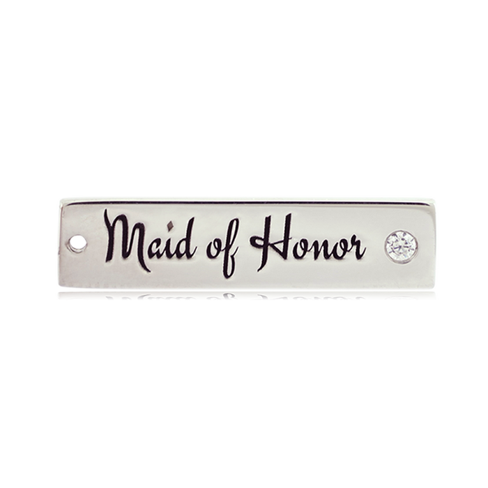 Bridal Collection: Peruvian Amazonite Stone Bracelet with Maid of Honor Sterling Silver Charm Bar