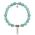 Bridal Collection: Peruvian Amazonite Stone Bracelet with Mother of the Bride Sterling Silver Charm Bar