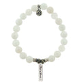 Bridal Collection: White Moonstone Stone Bracelet with Maid of Honor Sterling Silver Charm Bar