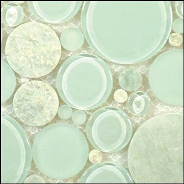 Bella Glass Tiles Bubble Series Random Circles Moonstone BFS-401 Close up