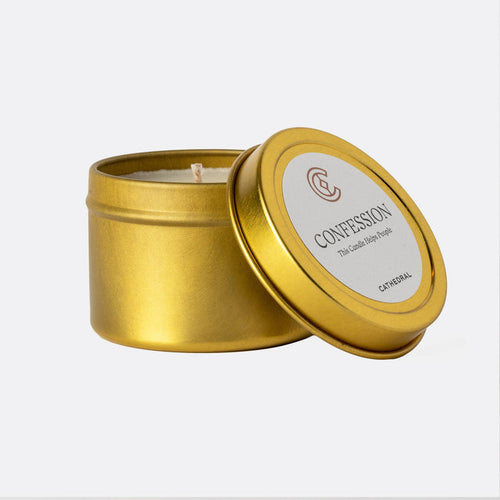 "Confession" Gold Tin Candle, Small