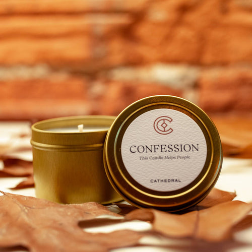 "Confession" Gold Tin Candle, Small