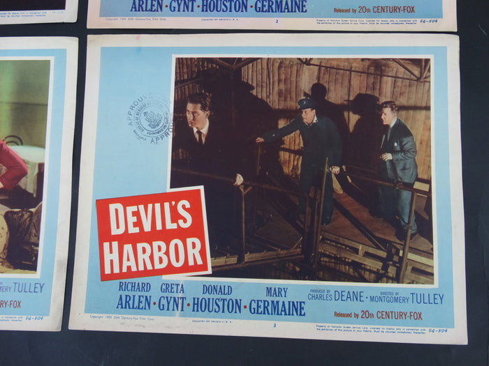 DEVIL'S HARBOR 1954 - set of 4 Lobby Cards #1