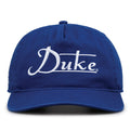 Duke Blue Devils Original Heritage Bar Snapback in royal blue, front view of embroidered school script and bar design