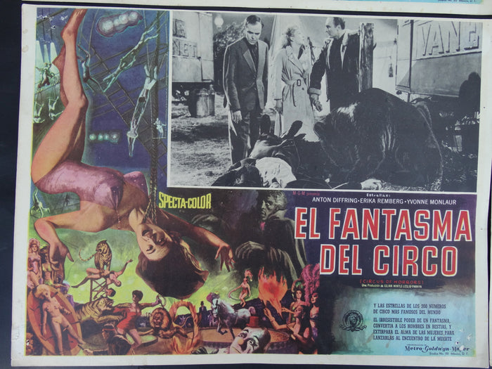 El Fantasmo Del Circo  (Circus of Horrors 1960) 4 Lobby Cards