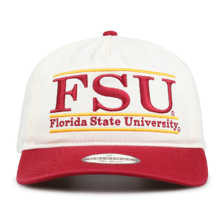 Florida State Original Bar snapback hat with embroidered school design, front view