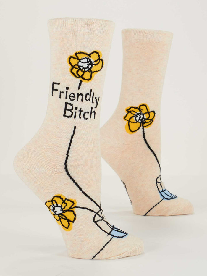 "Friendly Bitch" Funny Women's Crew Socks