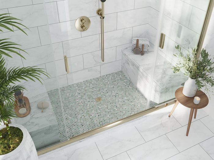 Ireland Series Marble mosaic Waterford IRD-P23 Shower floor tile install