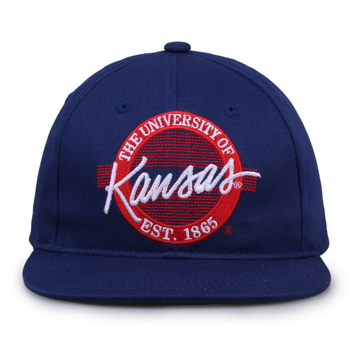 Kansas Jayhawks Retro Circle Snapback - Royal, front view