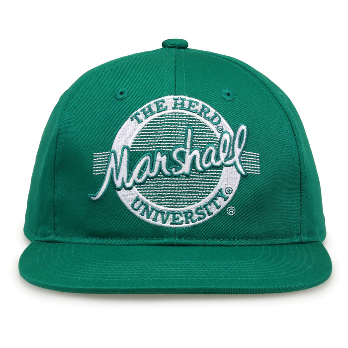 Marshall Thundering Herd Retro Circle Snapback - Green, front view