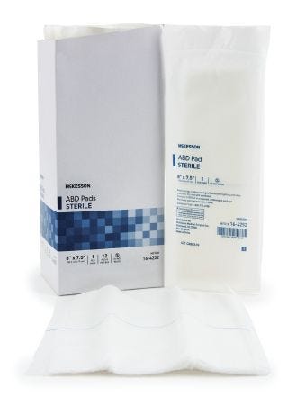 Mckesson ABD/Combine Pad: 12 Count, White, Rectangle Shape, 7.5" x 8"