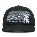 Michigan State Spartans Original Heritage Script Snapback in dark green, front view showing embroidered school script