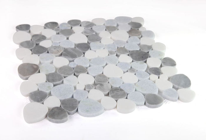 NB3636 Sliced Pebble Blue Ocean Marble Mosaic Angle View