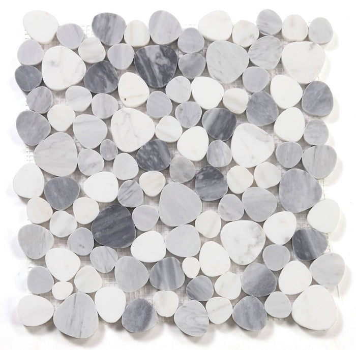 NB3882 Sliced Pebble Calacatta Grey Marble Mosaic Tile