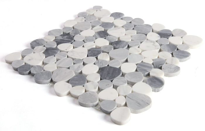 NB3882 Sliced Pebble Calacatta Grey Marble Mosaic Tile Angle View
