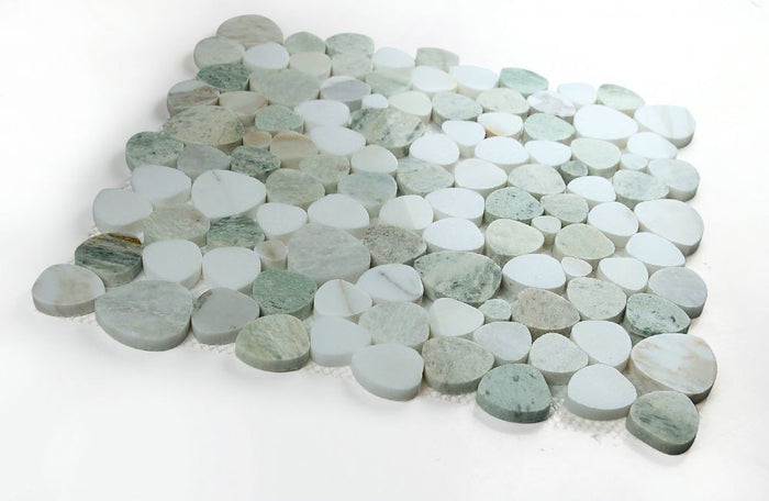 NB3912 Sliced Pebble Spring Marble Mosaic Tile Angle View
