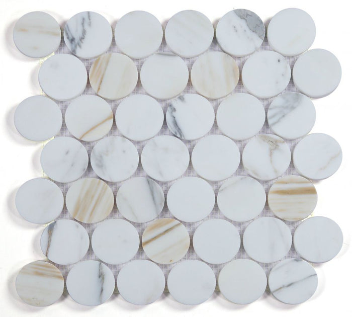 NB4232 Large Penny Calcatta Honed Marble Mosaic