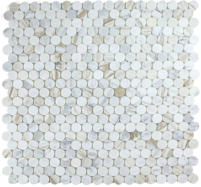 NB4232 Large Penny Calcatta Honed Marble Mosaic 9 sheets together