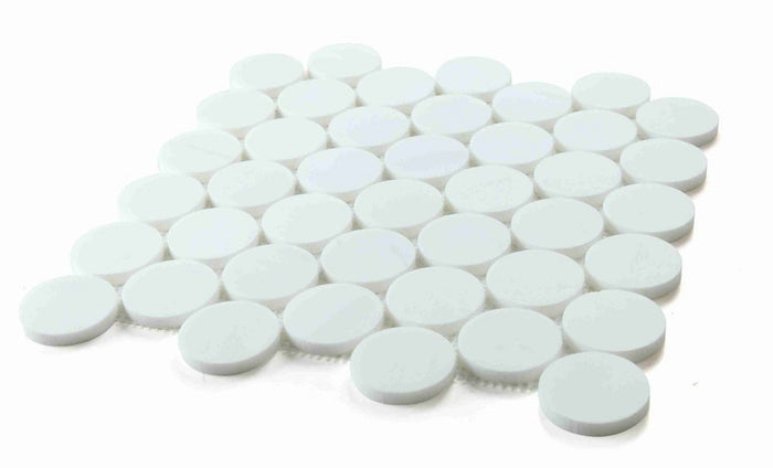 NB4443 Large Penny Round Dolomite Homed Marble Mosaic Angle View