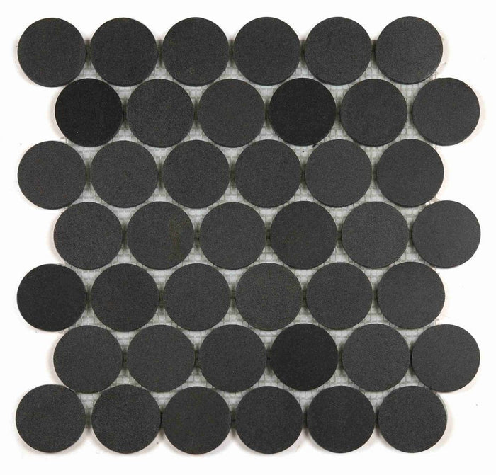 NB4446 Large Penny Round Basalt Honed Marble Mosaic