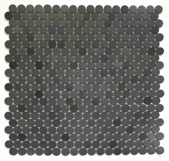 NB4446 Large Penny Round Basalt Honed Marble Mosaic 9 sheets together