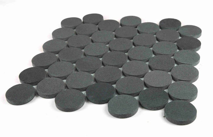 NB4446 Large Penny Round Basalt Honed Marble Mosaic Angle View