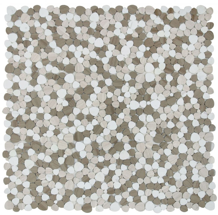 NB988 Sliced Pebble Smoke Marble Mosaic Tile 9 sheets together