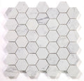 NB3918 Calacatta White Polished 2 x 2 Hexagon Marble Mosaic at BELK Tile