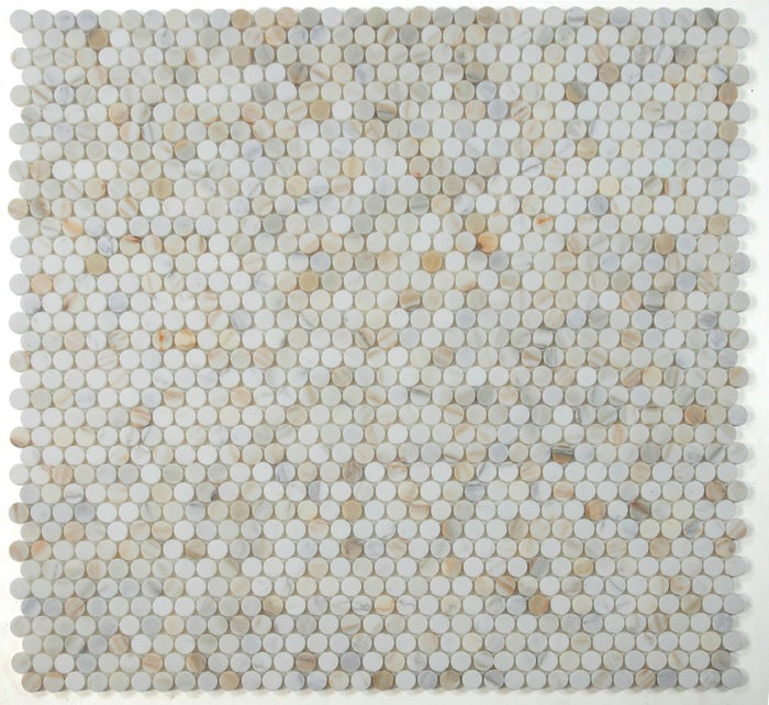 NB4117  Calacatta Hone Penny Round Marble Mosaic 9 sheets together