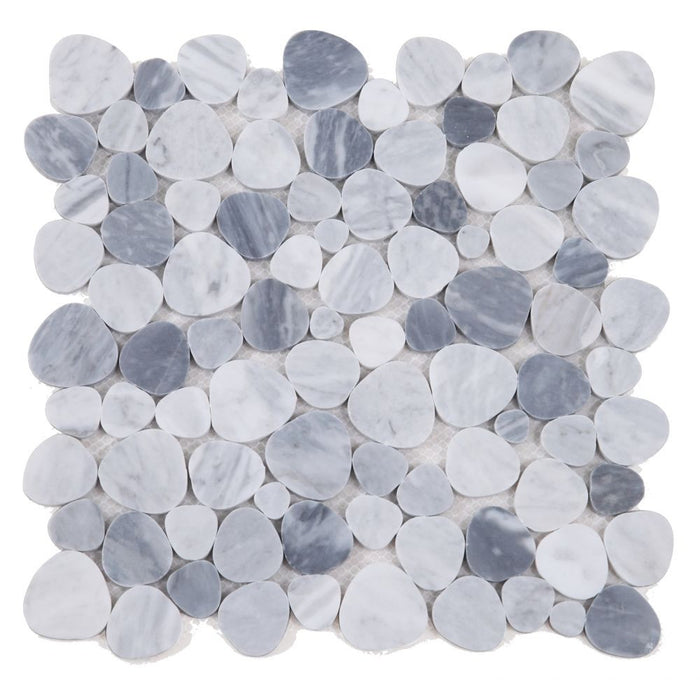 NBO1002 Sliced Pebble Mixed Grey Marble Mosaic Tile