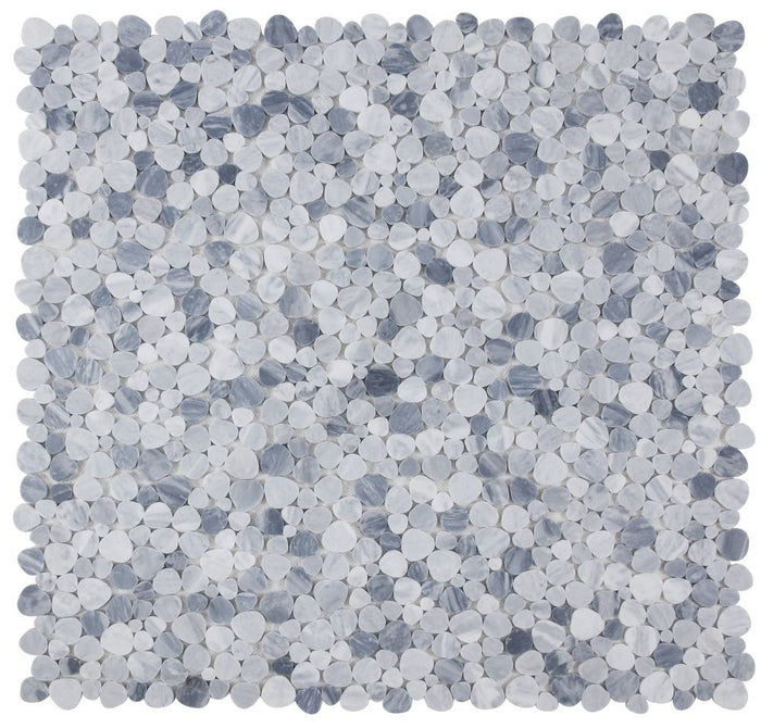 NBO1002 Sliced Pebble Mixed Grey Marble Mosaic Tile 9 sheets together