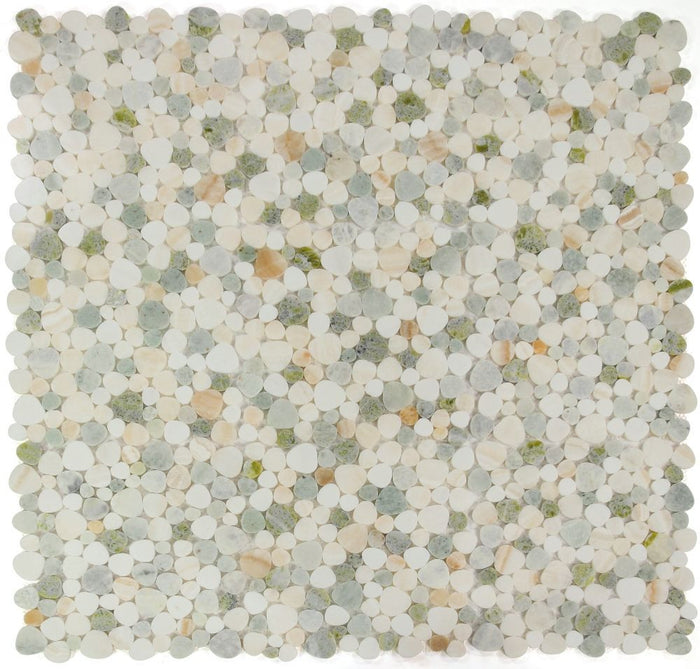NBO1010 Sliced Pebble Onyx Marble Mosaic Tile 9 sheets together