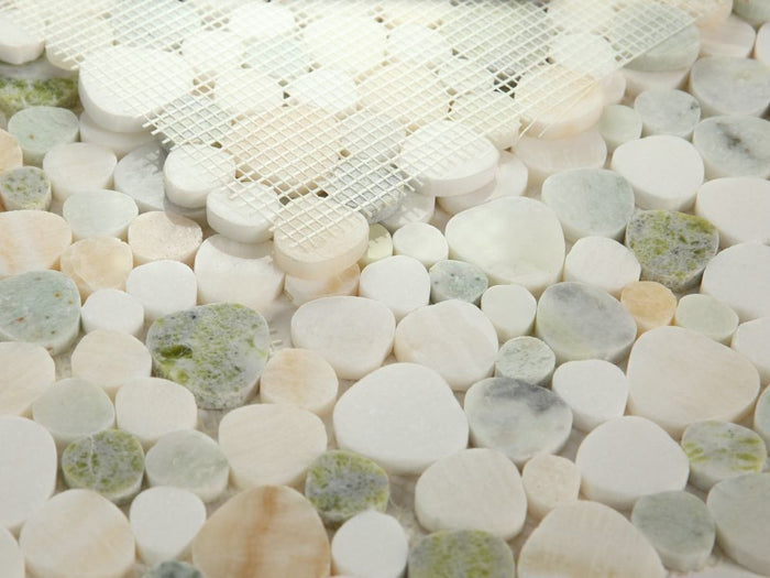 NBO1010 Sliced Pebble Onyx Marble Mosaic Tile Angle View