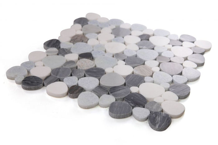 NBO1126 Sliced Pebble Deep Ocean Marble Mosaic Angle View