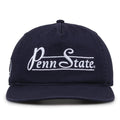 Penn State Nittany Lions Original Heritage Bar Snapback in navy, front view of embroidered school script and bar design