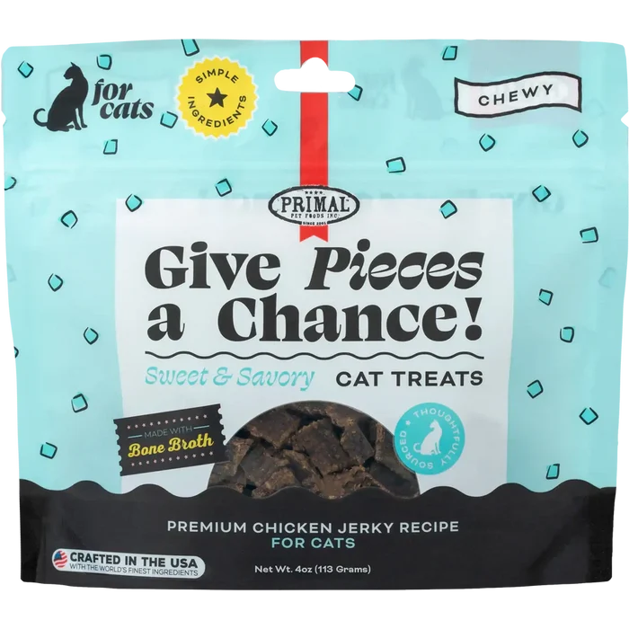 Primal Pet Foods Give Pieces a Chance Jerky Treats for Cats Chicken Recipe