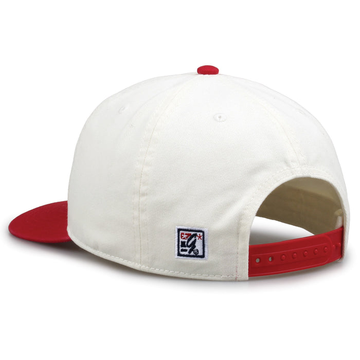 Wisconsin Original Bar snapback hat showing adjustable snap closure and The Game logo, rear view